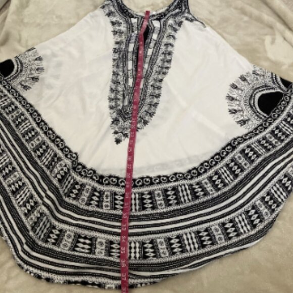 Hawaiian Beach Dress Womens Black White One Size Sleeveless Midi BOHO Mr Buho - Picture 8 of 11